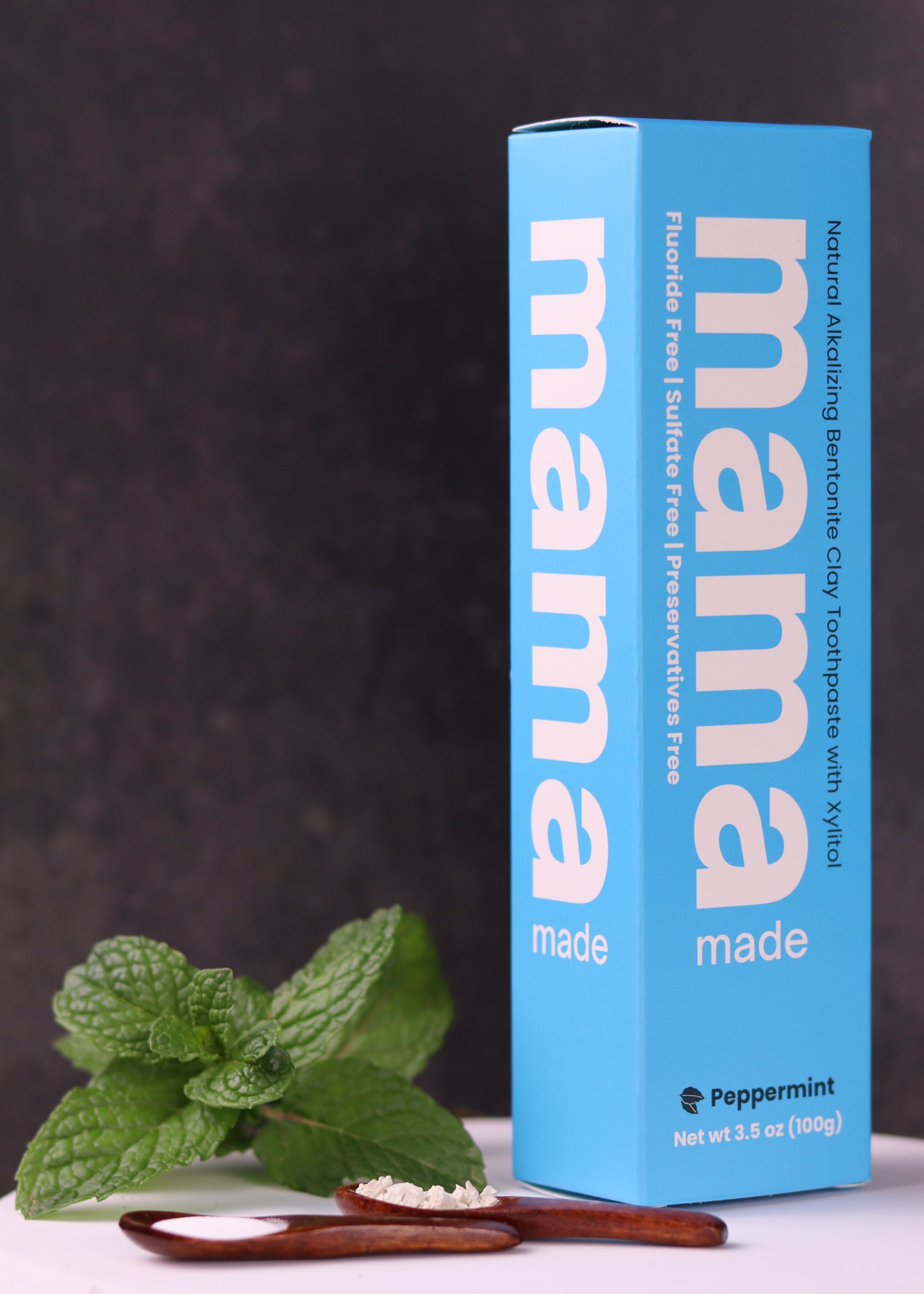 Front Box Mama Made 100% Natural Bentonite Clay Toothpaste Fluoride-free